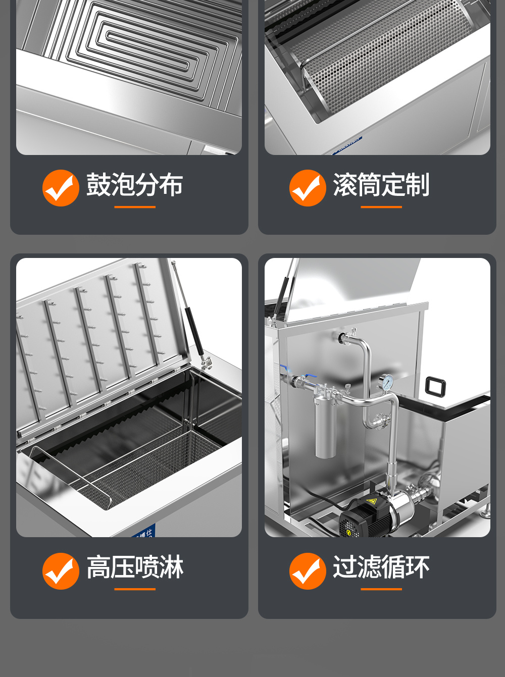 williamhillGE1860H双槽超声波清洗机带鼓风烘干 | 61L/900W | 可清洗灰尘、油污、锈迹、蜡、胶及其他污垢